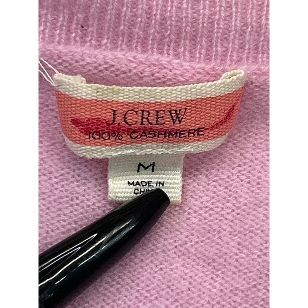 J. Crew Cashmere Sweater M Pink Long Sleeve Crewneck Ribbed Trim‎ Soft Knit